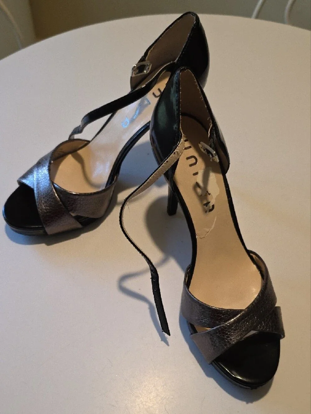 Unisa Women's Two-Tone Metallic Bronze and Black Platform Heels